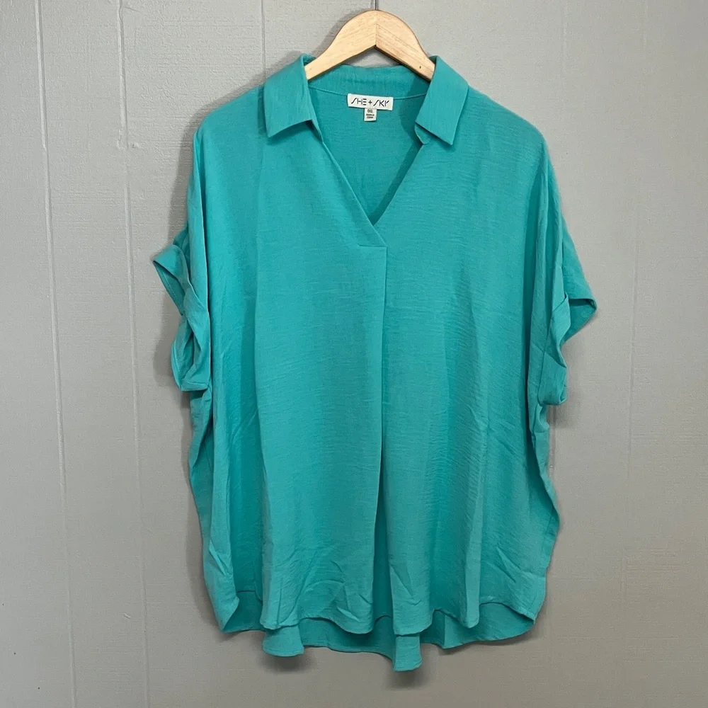 New She + Sky Blouse Top 1X - Picture 4 of 10